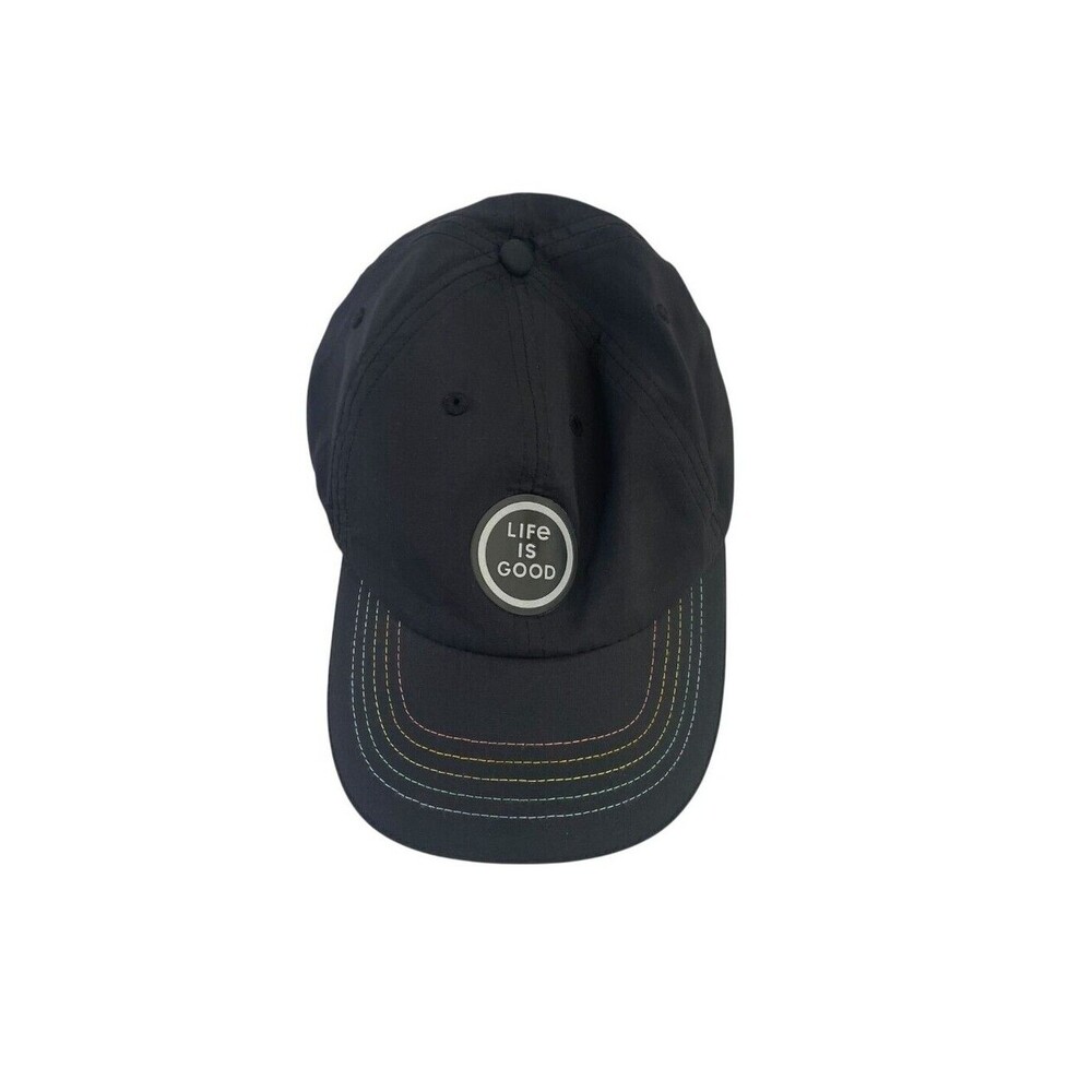 Life Is Good Baseball Cap Womens One Size Black Rainbow Pride Stitch Adjustable